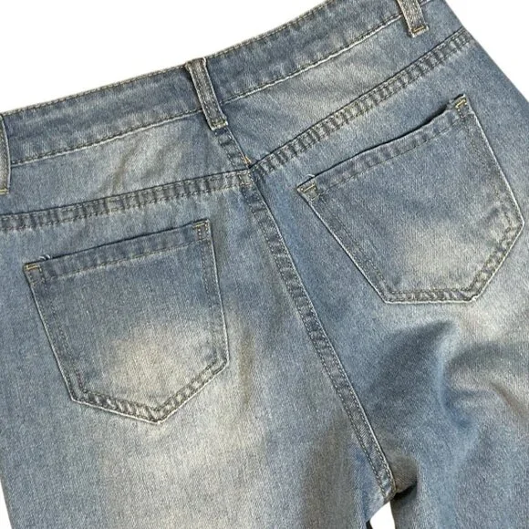 High Rise Wide Leg Ripped Jeans - Size 26 -‎ Cyber Grunge Skater Y2K - Picture 6 of 6